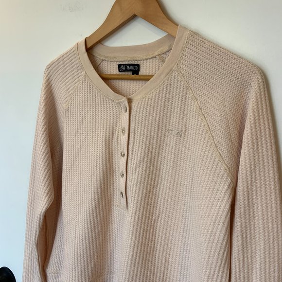 NWOT Team LTD Pale Peach Waffle Long Sleeved Henley Style Top Size Medium - Picture 4 of 9